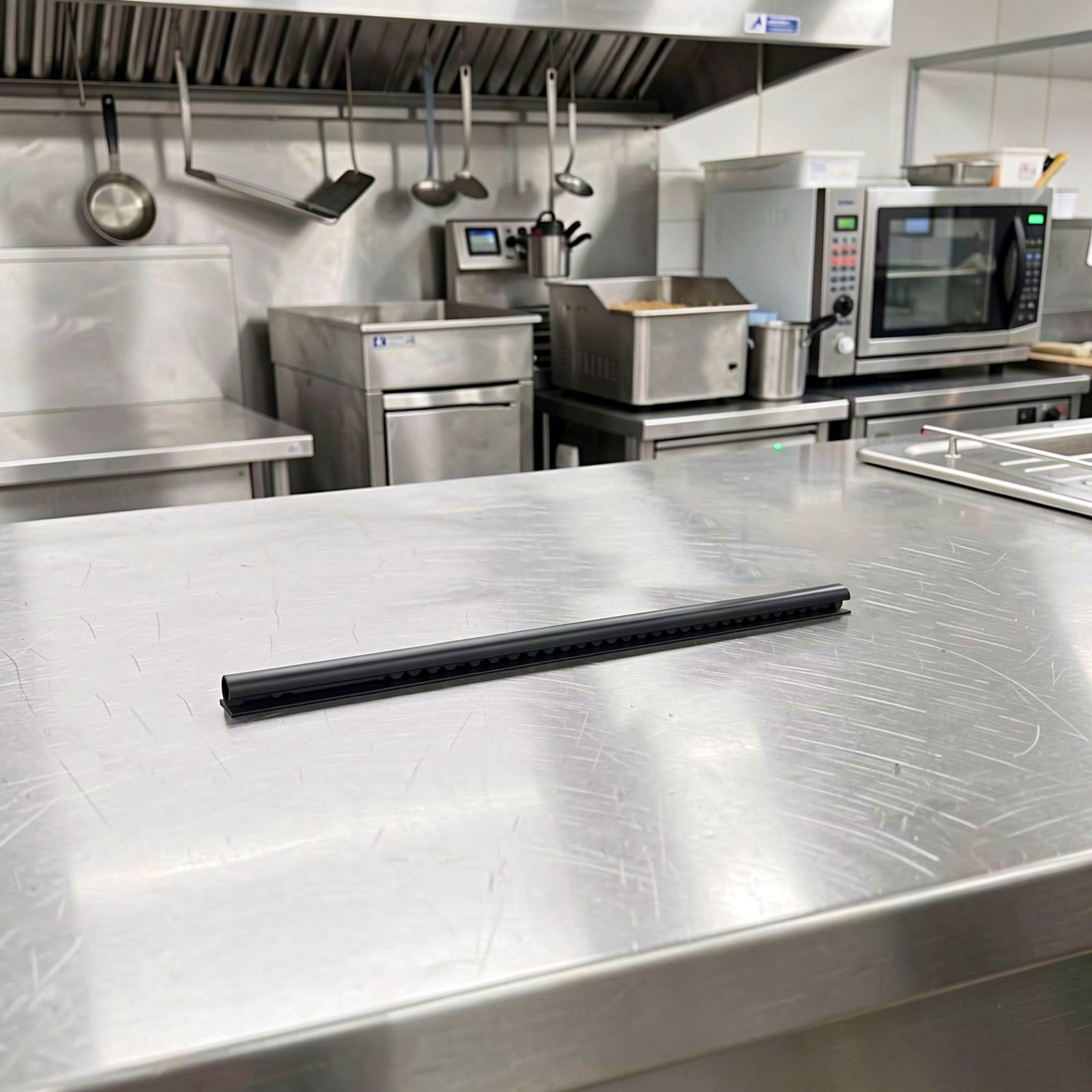 Commercial Kitchen Rack - Black Restaurant Ticket Holder Rail Sliding