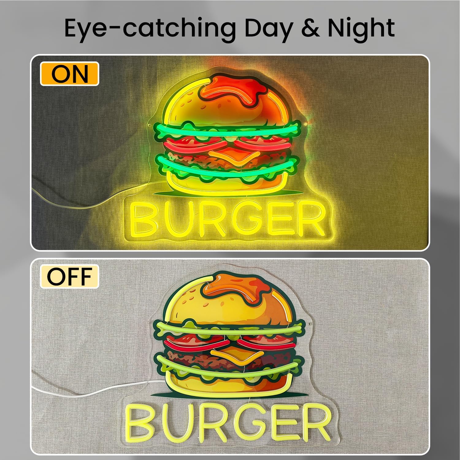 Burger Neon Sign, LED Hamburge - огляд і ціна Commercial Kitchen Walls