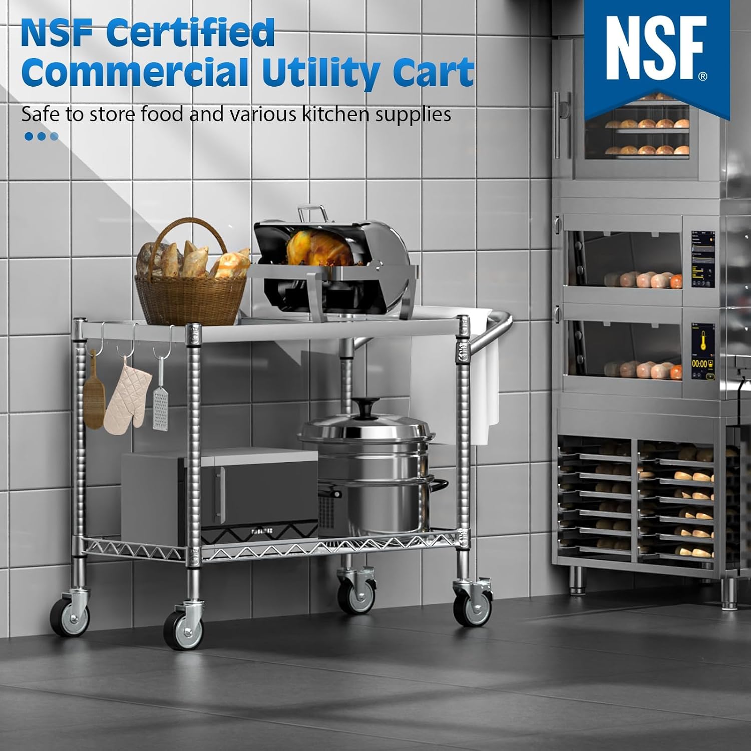 2-Tier Silver Metal Rolling Ut - огляд і ціна Commercial Kitchen Warehouse