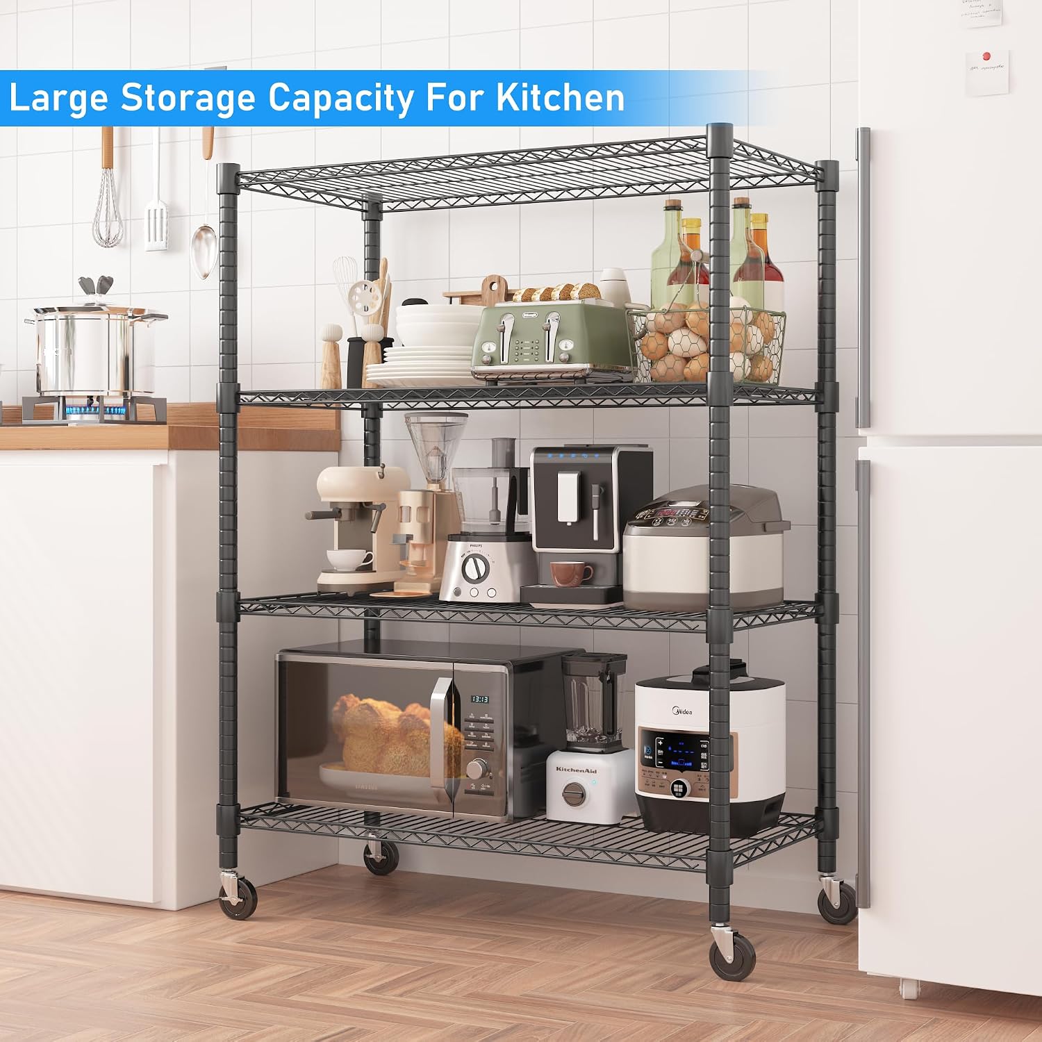 Metal Storage Shelves 4 Tier A - огляд і ціна Commercial Kitchen On Wheels