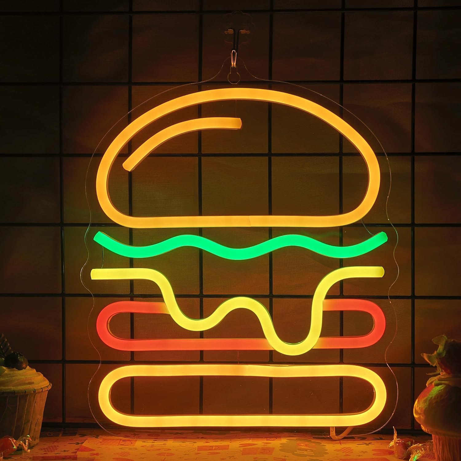 Burger Neon Sign with Layered  - огляд і ціна Commercial Kitchen Walls