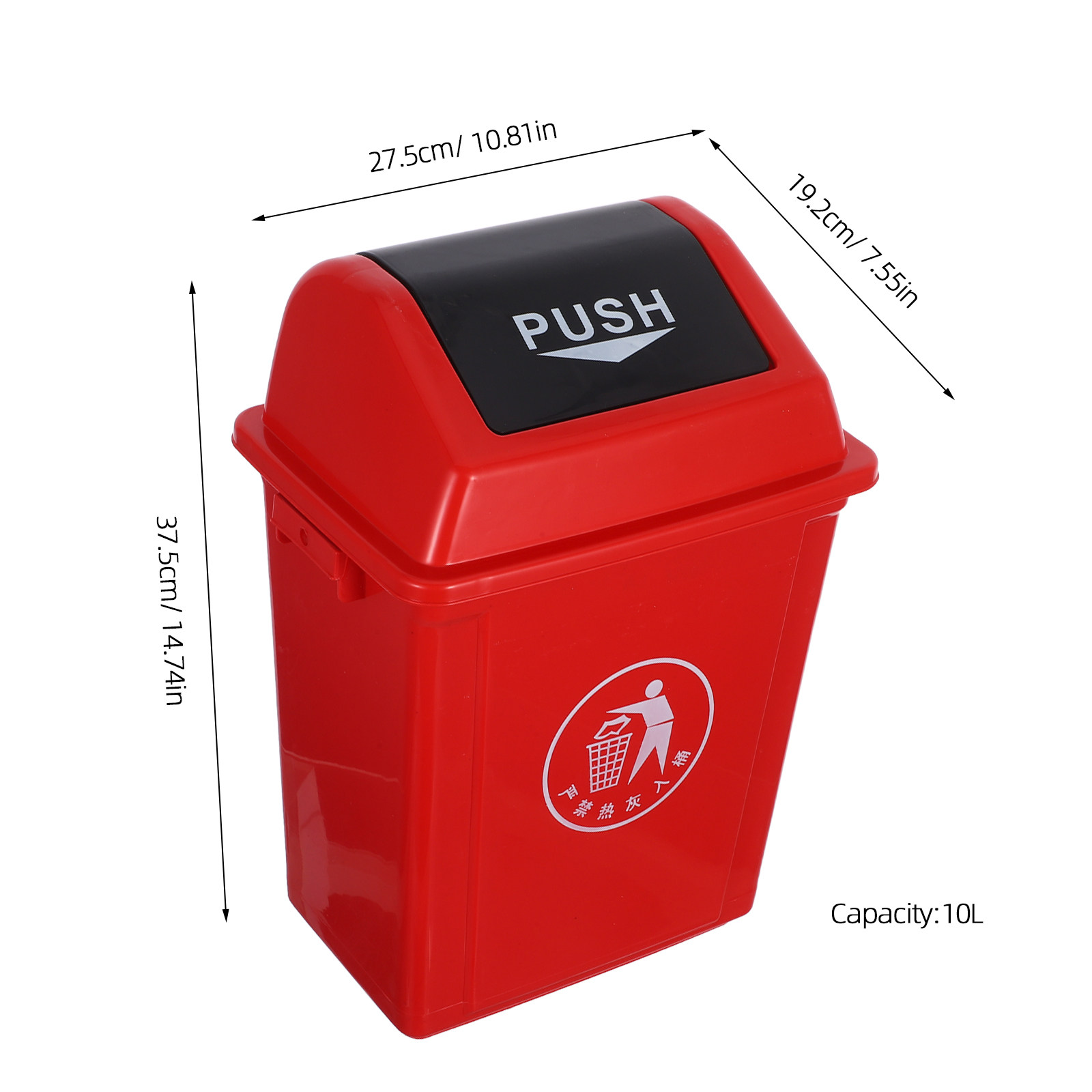 Swing Top Trash Can Red 10L Pl - огляд і ціна Commercial Kitchen Garbage Can