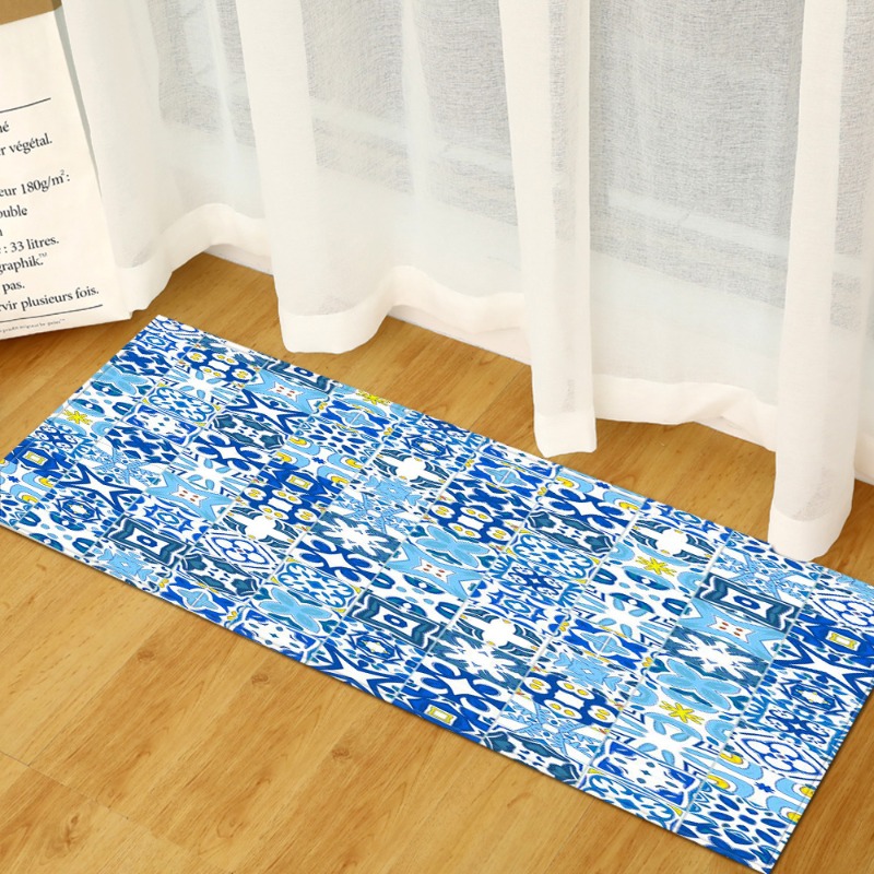 Long Rug Mediterranean Blue-Wh - огляд і ціна Commercial Kitchen Tile Flooring